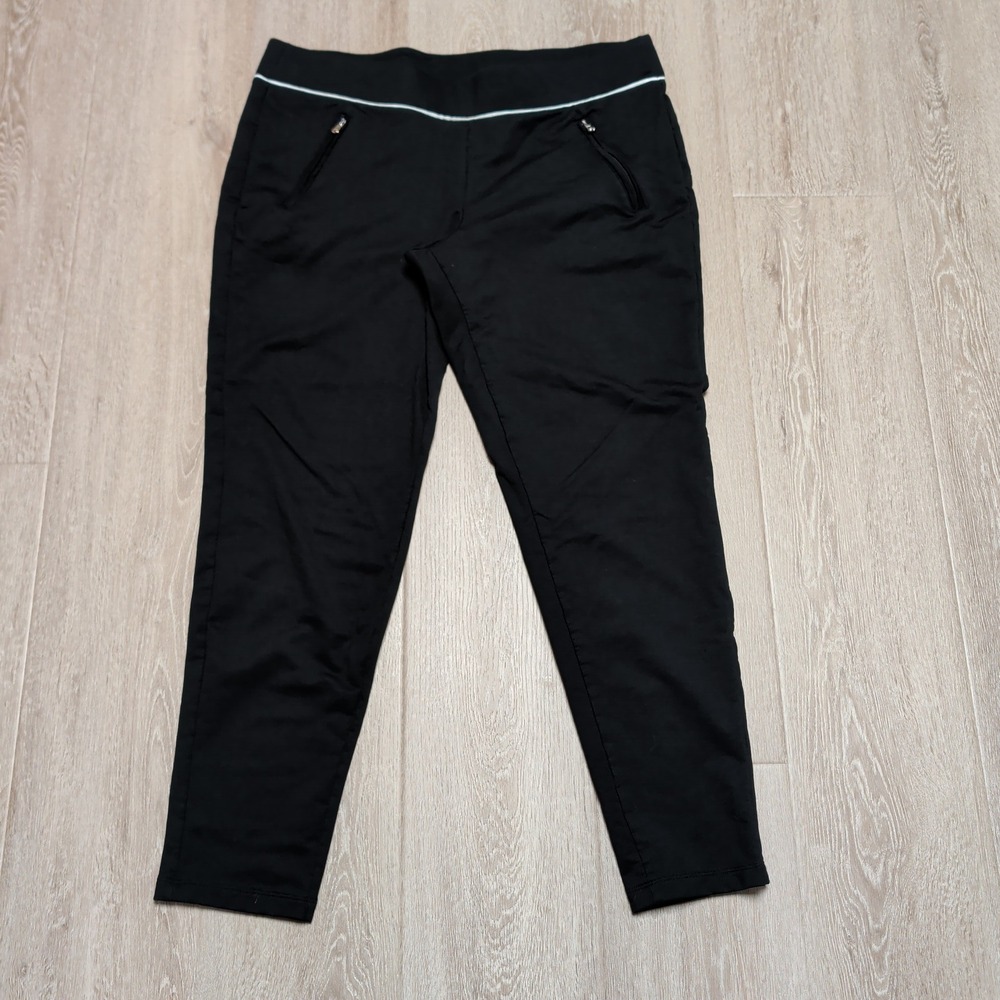 Lauren Ralph Lauren Pull On Pants Womens‎ L Black Zip Pocket Stretch 35x27 Soft